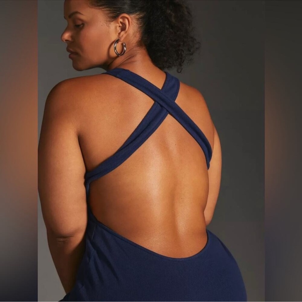 Bordeaux Navy Ribbed Midi Dress from Anthropologie - Picture 9 of 9